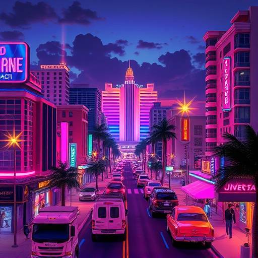 Album artwork for 'Ocean Drive Nights' by DJ K-Lo, featuring a neon-lit cityscape of South Beach.